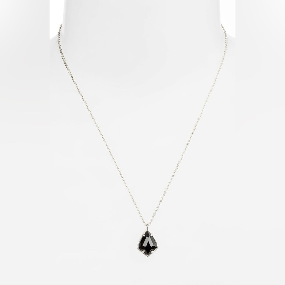 Kendra Scott Cory Semiprecious‎ Stone Pendant Necklace - Black/Silver Tone - NWT